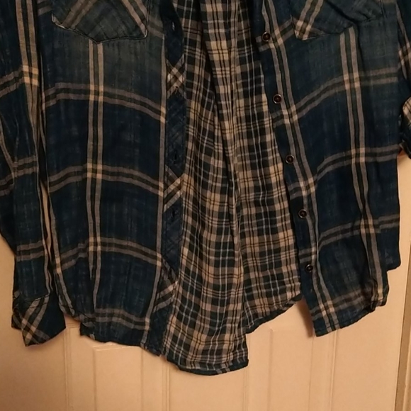 Thread & Supply Blue Plaid Shirt S NWOT - Picture 3 of 6